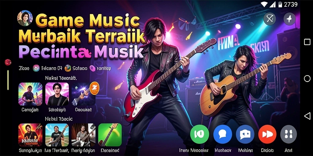 Screenshot utama 2739 menampilkan gameplay seru dengan berbagai pilihan musik.