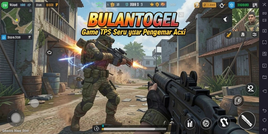 Tangkapan layar utama BULANTOGEL menampilkan aksi menegangkan dalam gameplay TPS.