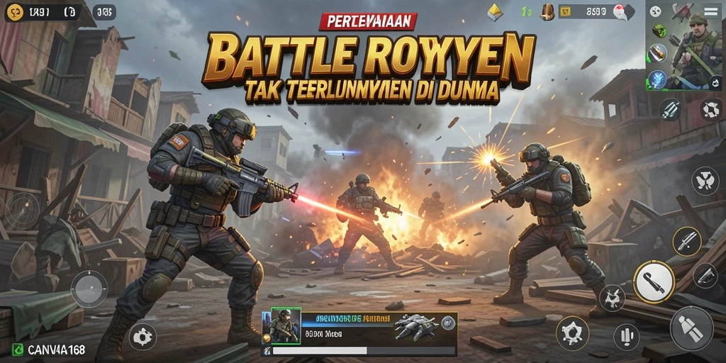 Tampilan menarik dari gameplay Battle Royale yang mendebarkan.