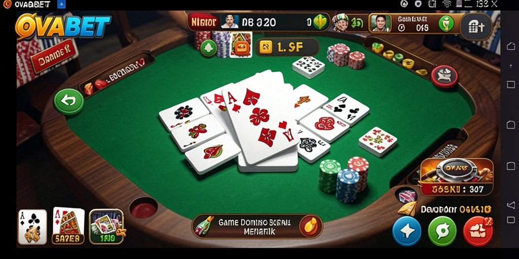 Screenshot gameplay OVABET yang menampilkan aksi seru permainan Domino.