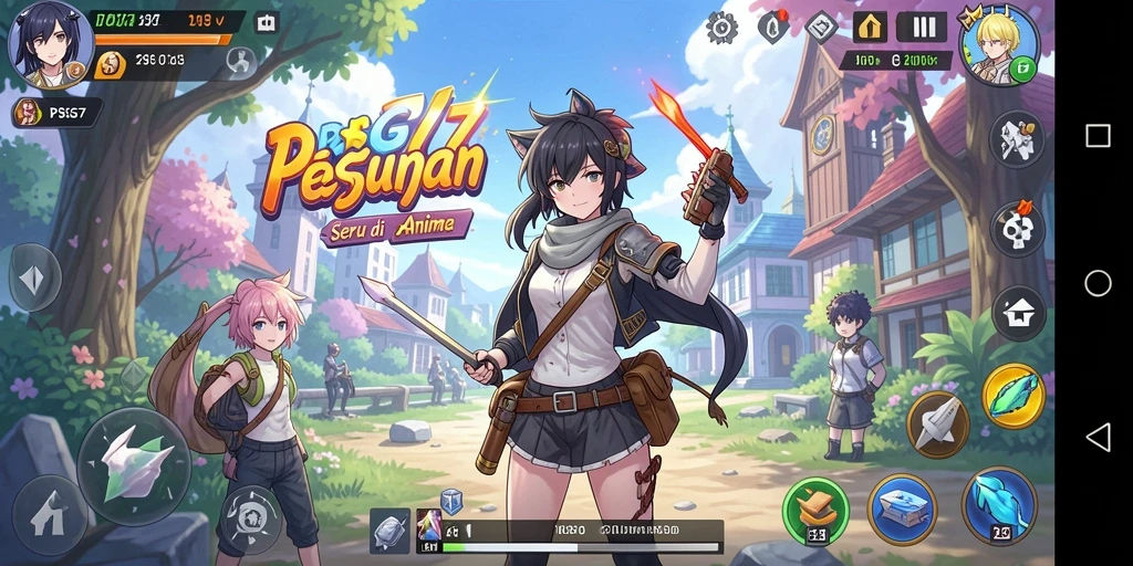 Tampilan gameplay seru dengan karakter anime yang menakjubkan.