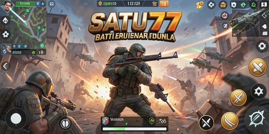 Tangkapan layar SATU77 menunjukkan intensitas pertempuran dalam mode Battle Royale.