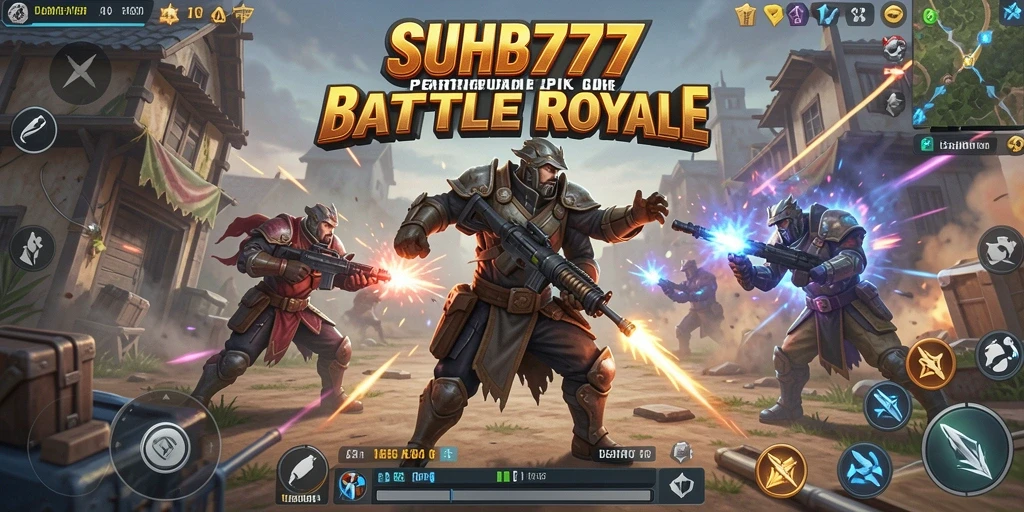 Screenshot SUHU777 menunjukkan aksi seru di arena pertempuran Battle Royale.